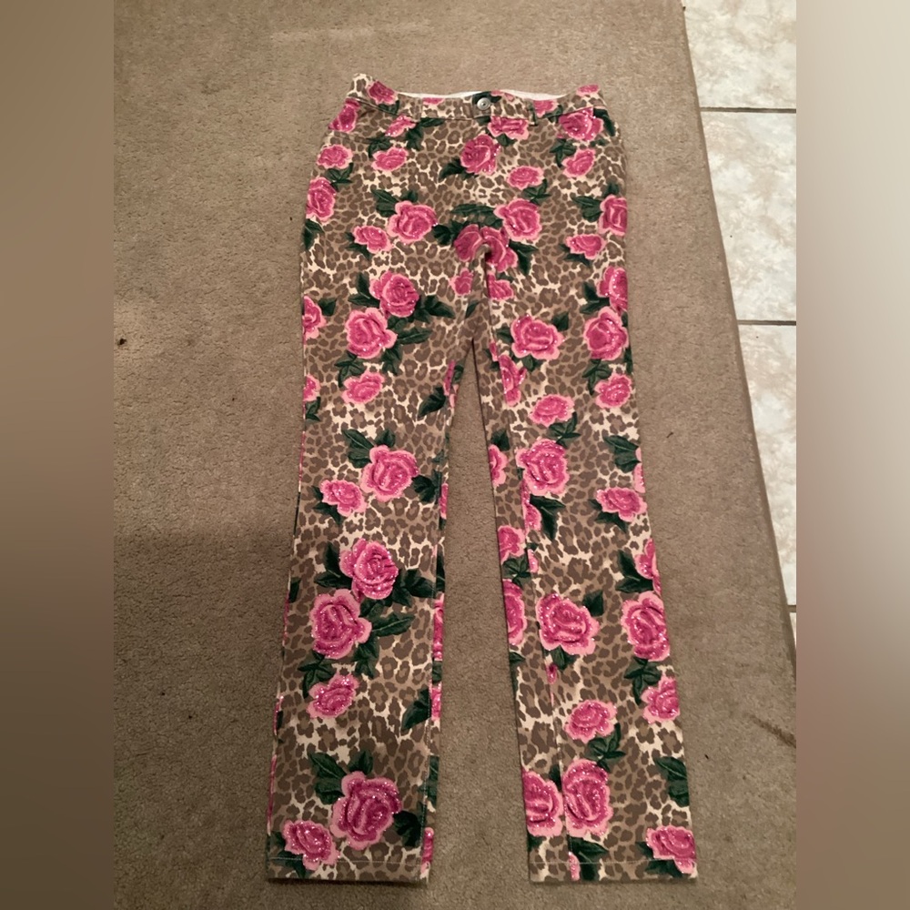 The Children's Place Pink Floral Leopard Print Pants